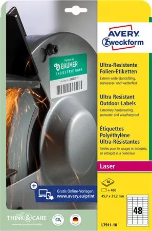 AVERY ZWECKFORM Etikett, univerzális, 45,7x21,2 mm, extra erős, polietilén,  AVERY ZWECKFORM, 480 etikett/csomag