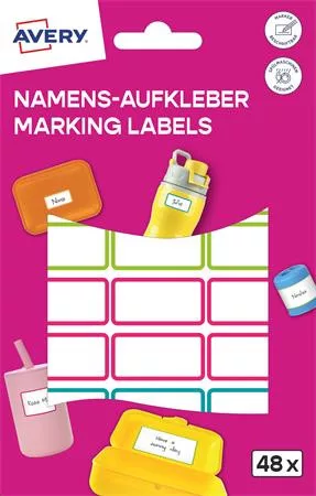 AVERY ZWECKFORM Címke, műanyag, iskolai, 31x15 mm, kézzel írható, AVERY ZWECKFORM, színes, 48 címke/csomag