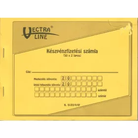   Készpénzfizetési számlatömb  VECTRA-LINE 50x2 fekvő 1 áfás ESZTÉTIKAI HIBÁS