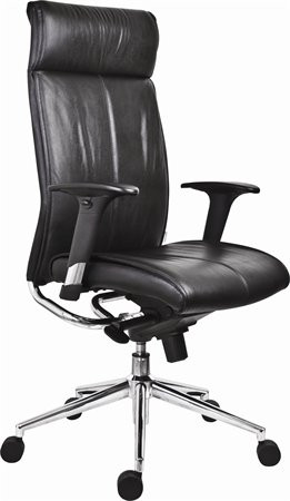 . Főnöki szék, bőrborítás, ezüst színű lábkereszt, "Chicago 600 Adj", fekete