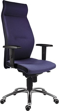 . Főnöki szék,magas háttámlával,szövetborítás, alumínium lábkereszt, "1824 Lei", kék