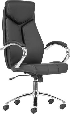 . Főnöki szék, műbőr borítás, króm lábkereszt, "Kent", fekete/fekete