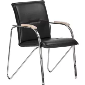   . Tárgyalószék, műbőr borítás, krómozott acélváz, bükk karfa, "Sabina", fekete