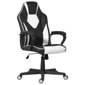   . Irodai forgószék, mesh-textilbőr borítás, fekete lábkereszt, párnázott karfa, "Newdale", fekete-fehér