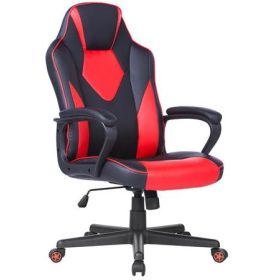   . Irodai forgószék, mesh-textilbőr borítás, fekete lábkereszt, párnázott karfa, "Newdale", fekete-piros