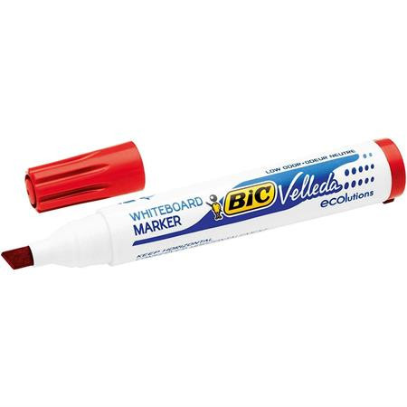 BIC Flipchart- és táblamarker, 1,1-5,6 mm, vágott, BIC "Velleda ecolutions", piros