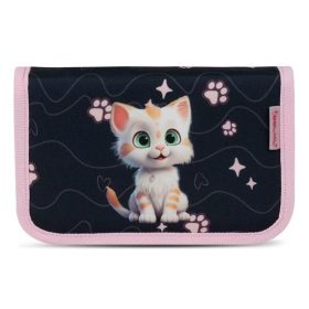   BELMIL Tolltartó, klapnis, cipzáras, BELMIL "Cute Kitten", fekete-rózsaszín, cica
