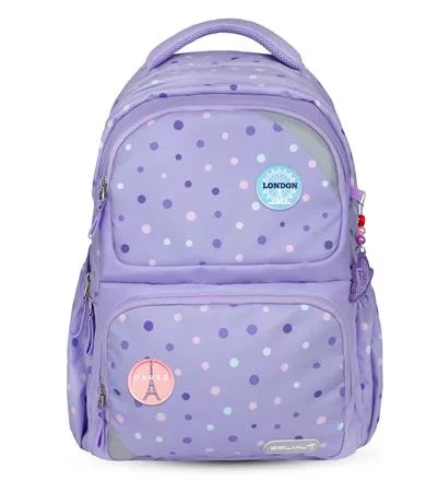 BELMIL Iskolatáska, cipzáras, BELMIL "Maxi Pack Purple Dots", lila pöttyös