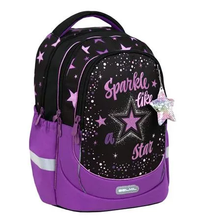 BELMIL Iskolatáska, cipzáras, BELMIL "Leisure Plus Sparkle like a Star", csillagok