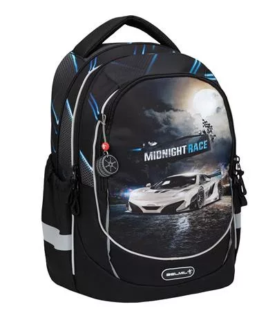 BELMIL Iskolatáska, cipzáras, BELMIL "Leisure Plus Midnight Turbo", versenyautó