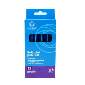   Golyóstoll 0,8mm, nyomógombos műanyag kék test, S88, Bluering® írásszín kék