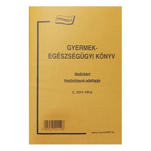 Gyermekegészségügyi könyv C.3341-49/új 120x170 mm 32 oldalas + Védőoltások adatlapja 16 oldal