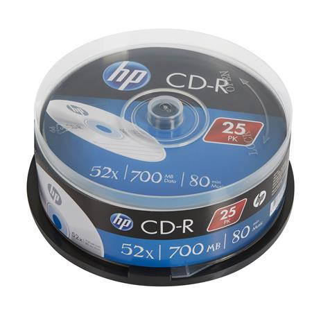 HP CD-R lemez, 700MB, 52x, 25 db, hengeren, HP