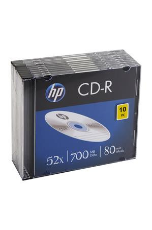 HP CD-R lemez, 700MB, 52x, 10 db, vékony tok, HP