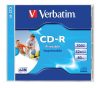 VERBATIM CD-R lemez, nyomtatható, matt, ID, AZO, 700MB, 52x, 1 db, normál tok, VERBATIM