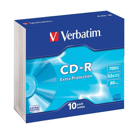 VERBATIM CD-R lemez, 700MB, 52x, 10 db, vékony tok, VERBATIM "DataLife"