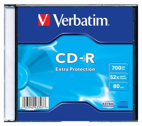 VERBATIM CD-R lemez, 700MB, 52x, 1 db, vékony tok, VERBATIM "DataLife"