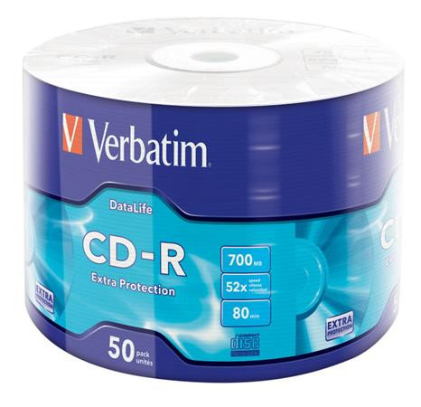 VERBATIM CD-R lemez, 700MB, 52x, 50 db, zsugor csomagolás, VERBATIM "DataLife"