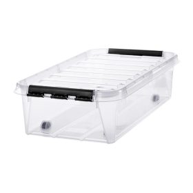   SMARTSTORE Műanyag tárolódoboz, 31 liter, fekete fogantyúkkal és görgőkkel, SMARTSTORE "Classic 35", átlátszó