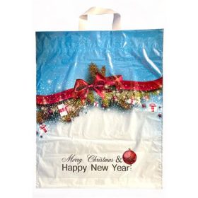 . Szalagfüles táska, 40x42 cm, "Merry Christmas"