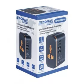   DONAU Utazóadapter, univerzális,  DONAU "Travel 205", fekete
