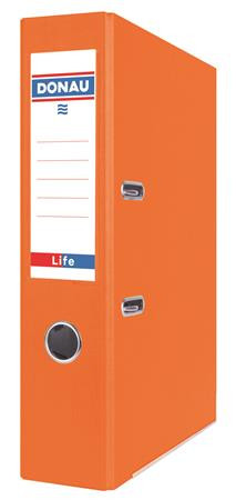 DONAU Iratrendező, 75 mm, A4, PP/karton, élvédő sínnel,  DONAU "Life", neon narancssárga
