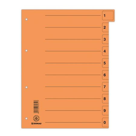 DONAU Regiszter, karton, A4, mikroperforált, DONAU, narancssárga