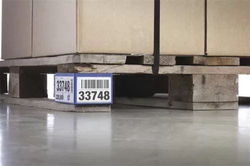 DURABLE Címketartó zseb, raklapláb, 140x65 mm / 90x65 mm, DURABLE , kék