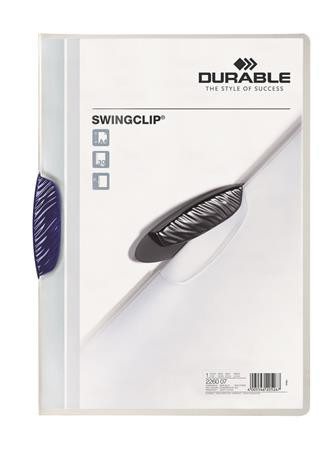 DURABLE Gyorsfűző, klipes, A4, DURABLE "Swingclip® 30", sötétkék