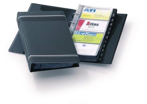 DURABLE Névjegykártyatartó, 200 db-os, A-Z regiszterrel, álló, DURABLE "VISIFIX®", szürke