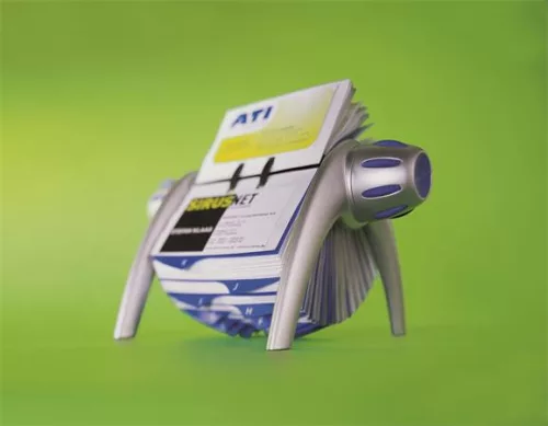 DURABLE Névjegykártyatartó, műanyag, 400 db-os, forgatható, fekvő, DURABLE, "VISIFIX®", ezüst