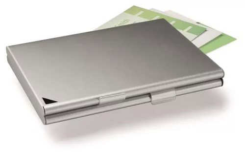DURABLE Névjegykártyatartó tárca, fém, 20 db-os, DURABLE "CARD BOX DUO", ezüst