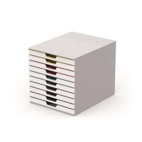   DURABLE Irattároló, műanyag, 10 fiókos, DURABLE "VARICOLOR® 10", fehér