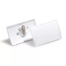   DURABLE Névkitűző, csíptetővel és tűvel, PP, 40x75 mm, DURABLE "CLICK FOLD"