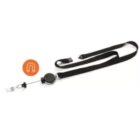   DURABLE Azonosítókártya-tartó, kihúzható, patentos, nyakbaakasztóval, DURABLE "Extra Strong", fekete