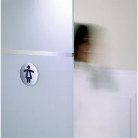   Piktogram, információs tábla, átmérő 83mm, Női WC Durable ezüst