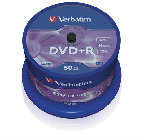 VERBATIM DVD-R lemez, AZO, 4,7GB, 16x, 50 db, hengeren, VERBATIM