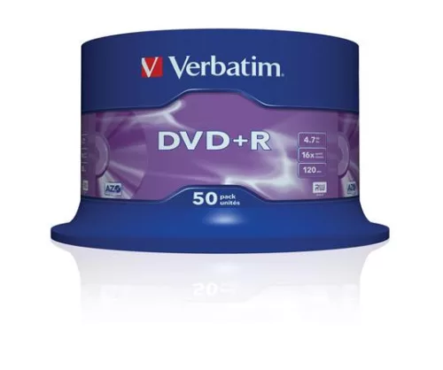 VERBATIM DVD+R lemez, AZO, 4,7GB, 16x, 50 db, hengeren, VERBATIM