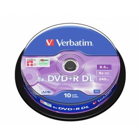  VERBATIM DVD+R lemez, kétrétegű, 8,5GB, 8x, 10 db, hengeren, VERBATIM "Double Layer"
