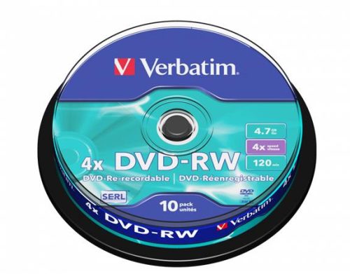 VERBATIM DVD-RW lemez, újraírható, 4,7GB, 4x, 10 db, hengeren, VERBATIM