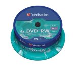   VERBATIM DVD-RW lemez, újraírható, 4,7GB, 4x, 25 db, hengeren, VERBATIM