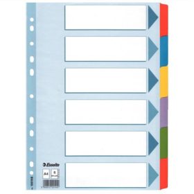   ESSELTE Regiszter, laminált karton, A4, 6 részes, ESSELTE "Mylar"
