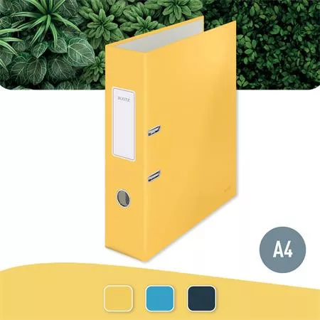 LEITZ Iratrendező, 80 mm, A4, karton, 180°, LEITZ "Cosy Soft Touch", melegsárga