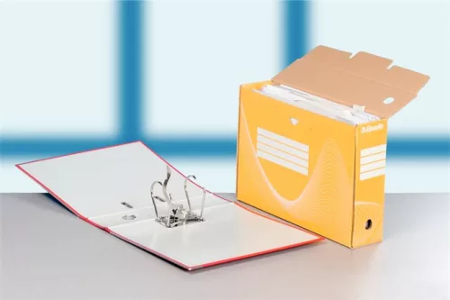 ESSELTE Archiválódoboz, A4, 100 mm, karton, ESSELTE "Boxycolor", sárga