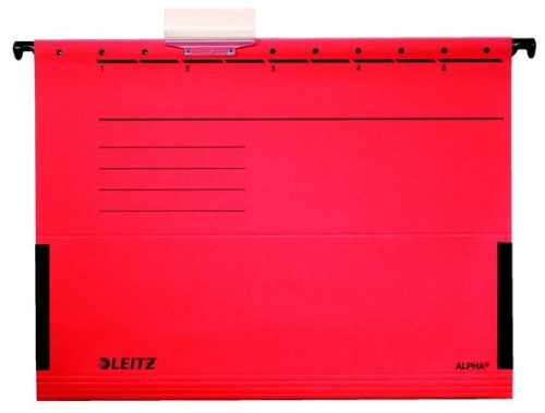 LEITZ Függőmappa, oldalvédelemmel, karton, A4, LEITZ "Alpha", piros