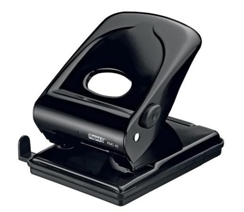 RAPID Lyukasztó, kétlyukú, 40 lap, fém, RAPID "FMC40", fekete