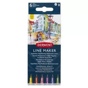   DERWENT Tűfilc készlet, 0,3 mm, DERWENT "Line Marker", 6 különböző szín