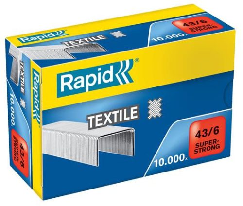 RAPID Tűzőkapocs, 43/6, horganyzott, textil, RAPID "Superstrong"