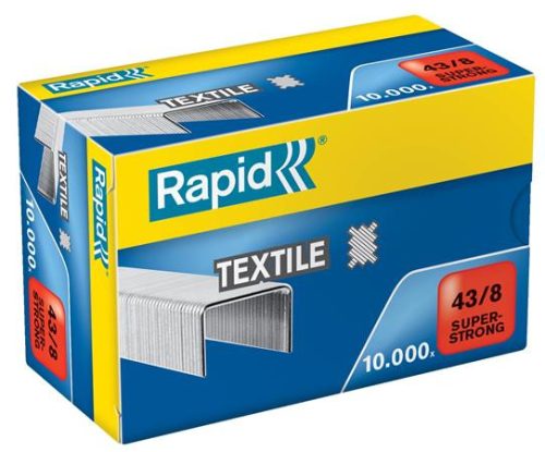 RAPID Tűzőkapocs, 43/8, horganyzott, textil, RAPID "Superstrong"