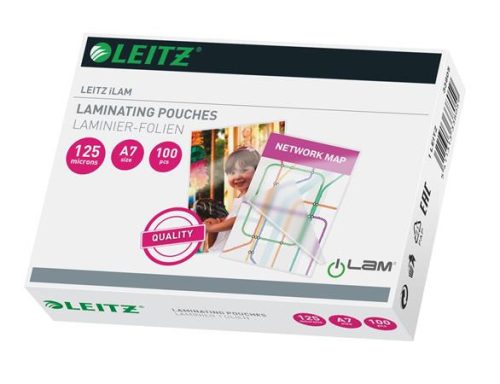 LEITZ Meleglamináló fólia, 125 mikron, A7, fényes, LEITZ "iLam"